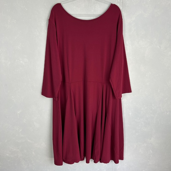 Midnight Velvet midi dress plus size 3X jersey knit fit & flare burgundy NEW - Picture 9 of 15